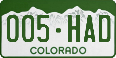 CO license plate 005HAD