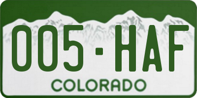 CO license plate 005HAF