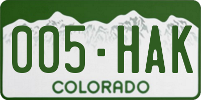 CO license plate 005HAK