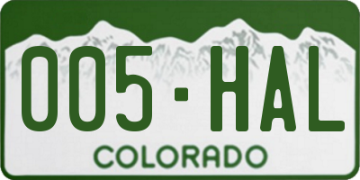 CO license plate 005HAL