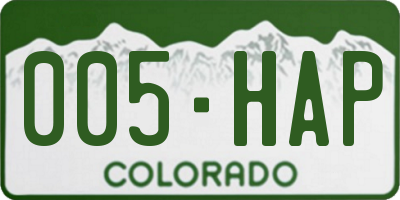 CO license plate 005HAP