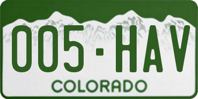 CO license plate 005HAV