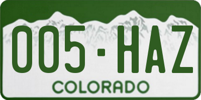 CO license plate 005HAZ