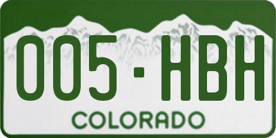 CO license plate 005HBH
