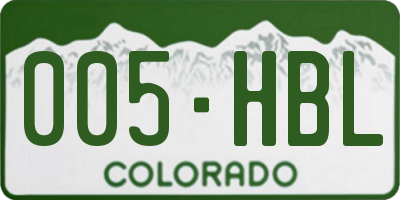 CO license plate 005HBL