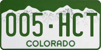 CO license plate 005HCT