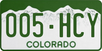 CO license plate 005HCY