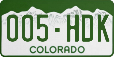 CO license plate 005HDK