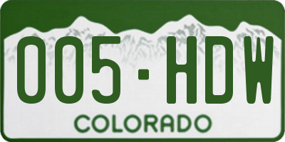 CO license plate 005HDW