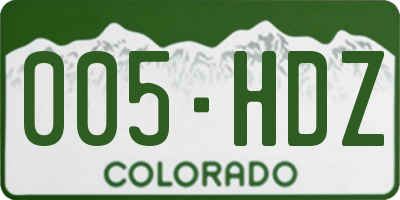 CO license plate 005HDZ