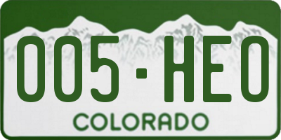 CO license plate 005HEO