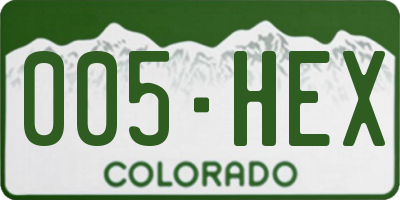 CO license plate 005HEX