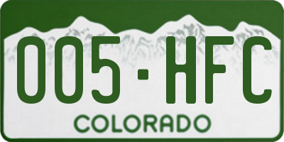 CO license plate 005HFC