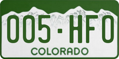 CO license plate 005HFO