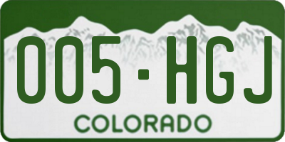 CO license plate 005HGJ