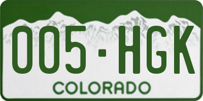 CO license plate 005HGK