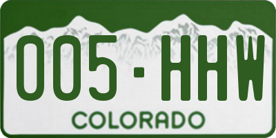 CO license plate 005HHW