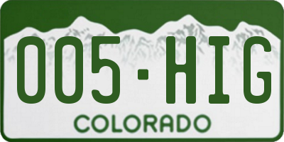 CO license plate 005HIG