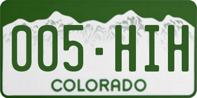 CO license plate 005HIH