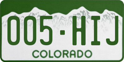 CO license plate 005HIJ