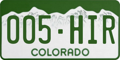 CO license plate 005HIR
