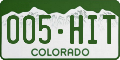 CO license plate 005HIT