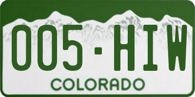 CO license plate 005HIW
