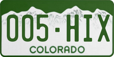 CO license plate 005HIX