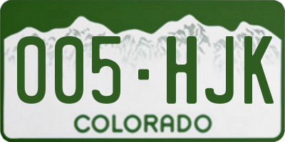 CO license plate 005HJK