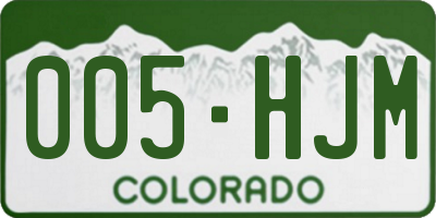 CO license plate 005HJM