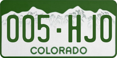 CO license plate 005HJO