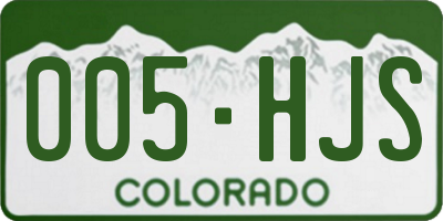 CO license plate 005HJS