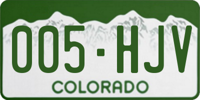 CO license plate 005HJV