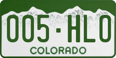 CO license plate 005HLO