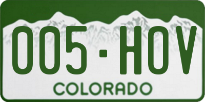 CO license plate 005HOV