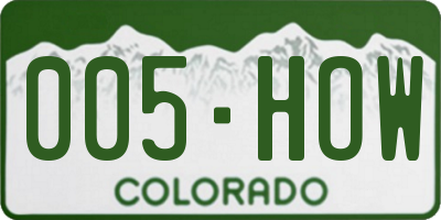 CO license plate 005HOW