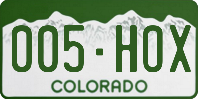 CO license plate 005HOX