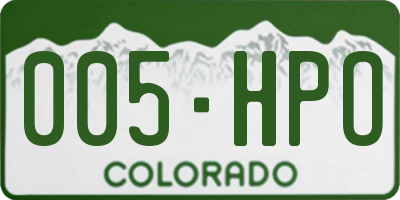 CO license plate 005HPO