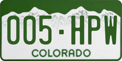 CO license plate 005HPW