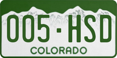CO license plate 005HSD