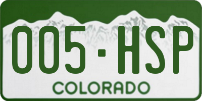 CO license plate 005HSP