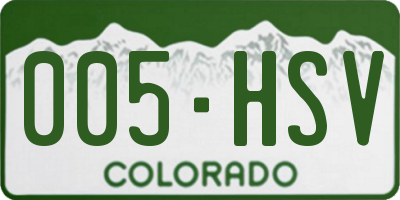 CO license plate 005HSV