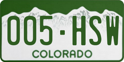 CO license plate 005HSW