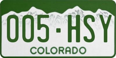 CO license plate 005HSY