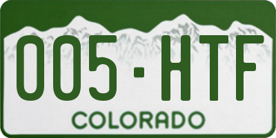 CO license plate 005HTF