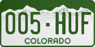 CO license plate 005HUF