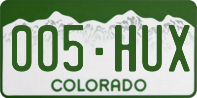 CO license plate 005HUX