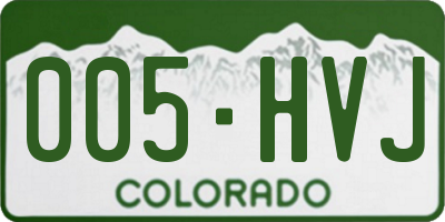 CO license plate 005HVJ