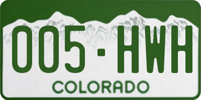 CO license plate 005HWH