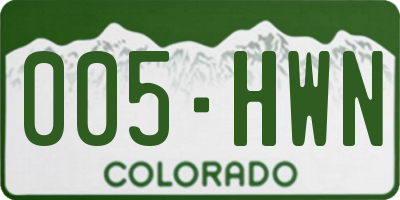 CO license plate 005HWN